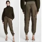 Cinq a Sept NEW Giles satin olive green cargo pant joggers women's size XL Photo 1