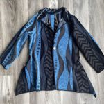 Source Unknown Women's 2 in 1 Reversible Jacket Tapestry‎ Blue Black with Metal Button M Witchy Photo 0