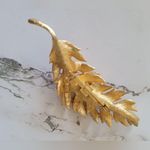 Vintage Coro 1961 Leaf Feather Gold Tone Statement Brooch Pin Costume Jewelry Photo 2