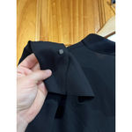 Misook Women’s  V Neck Classic Workwear Black Crepe Pointelle Midi Dress Small Photo 3