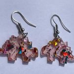 RAWR Dinosaur stegosaurus drop earrings acrylic dino confetti glitter gift Pink Photo 1