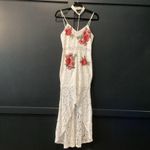 BANJUL  white embroidered floral lace high low midi maxi neck choker dress S Photo 0