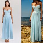 House Of CB  L D-DD  ‘Marcella’ Ocean Blue Pleated Maxi Dress NWOT Photo 1