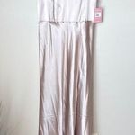 Birdy Grey NEW NWT Birdy Gray Jay Dress Shiny Satin Taupe XL V-Neck Maxi Wedding Event Gala Photo 0