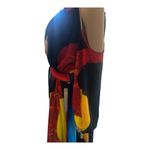 Eien‎ Graphic Print Maxi Dress One Shoulder Cutout Colorful Size Small Gathered Black Photo 4