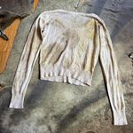 Papaya  Abstract Earth Tone Paint Print Cardigan Photo 4