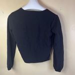 Madewell  Texture & Thread Crepe Womens Black Long Sleeve VNeck Blouse Size Small Photo 8