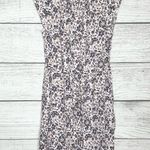 Loft Ann Taylor Pink & Gray Floral Button Front Belted A-Line Dress Size Medium Photo 1