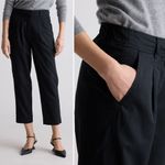 Quince  Drapey Twill Tapered Trouser in True Black Size 4 NWOT Photo 4