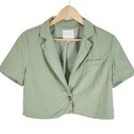 Maison D' Amelie Short Sleeve Cropped Blazer Jacket Size Medium Green Photo 0