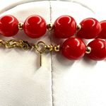 Monet red and gold tone vintage beaded necklace Photo 5