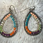 Boho Hobo Teardrop Dangle Earrings Pierced Multicolor Stones Western Navajo Styl Orange Photo 0