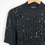 Lafayette 148  New York 100% Cashmere Sequin Funnel-Neck Sweater Black L Photo 3