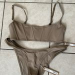 SKIMS NWT  Micro Corset Bikini Top - Desert and Bottom cheeky tanga size S Photo 2