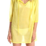 Sophia BY VIX Cover Up Womens Medium Yellow Voile Cotton Gauze Tunic Swim Beach Photo 0