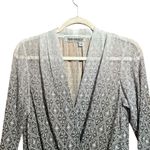 Yoana Baraschi Womens Medium Multicolor Boho Print Sheer Surplice Smocked Blouse Photo 1