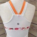 Lija White Floral Fitted Racerback Athletic Tank Photo 4