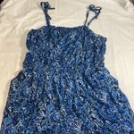Torrid Challis Tie Straps Romper Dark Blue Floral Smocked Waist Pockets 3 / 22 Photo 8