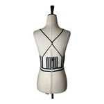 Alice + Olivia  Shirt Women 4 Black White Rayna‎ Variegated Stripe Cropped Top Photo 3