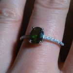Green Chrome Diopside And White Zircon Sterling Silver Ring (Size 9) Photo 1