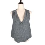 Marine layer  Tory gray pinstripe V-neck linen blend tank top S Photo 4