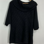 Elle Womans  Black Short Sleeve Cowl Neck Open Knit Semi Shear Large Sweater Photo 0