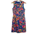 J Crew Floral Shift‎ Dress ($118) Size 2 Tropical Floral Resort Palm Leaf Preppy Blue Photo 1