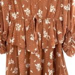Fourteen & 9th Peach Tiered Flowy Polkadot Floral Ruffle Dress Long Sleeve Photo 3