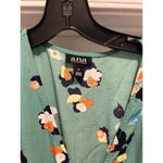 a.n.a Ines Floral Dress Light Green Midi Length Faux Wrap Gathered Waist SZ Large Photo 1