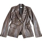 Milly Inez Faux Leather Blazer in Brown, Size US 6 Photo 3