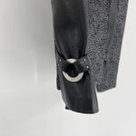 St. John  Collection Gray Black Tweed Zip Jacket Leather Panels Size S Photo 5