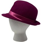 New York And Company Wool Felt Hat Purple Magenta Ribbon Photo 3