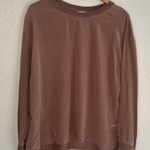 Athleta Silk Hybrid Top Long Sleeve Rustic Beige Tan Mocha XL 100% Silk Fall Photo 0