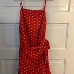 SheIn red white polka dot spagetti strap wrap mini dress Photo 2