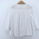 FatFace White Winnie Button Through Blouse 3/4 Sleeves Crochet Eyelet Size 14 Photo 7
