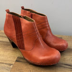 Anthropologie Schuler & Sons Philadelphia Leather Clog Ankle Bootie Heels Orange Photo 0