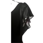 Vtg.SL Fashions Black Flutter Sleeve witchy gothic hem deep V back dress SZ. 10 Photo 3