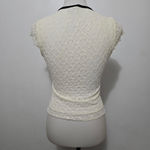 Thirty Thirty Ivory & Black Fatal Frame Whimsigoth Lace Vneck Top Size Medium White Photo 3