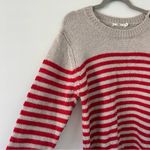Obey Wool Alpaca Brown Red Stripe Knit Crewneck Sweater Denim Elbow Patch M Photo 2