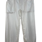 Free People  Womens 6 White Drawstring Hem Crop Pants‎ Utility Pockets Slouchy Photo 0