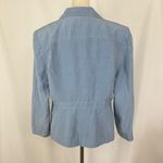 Donna Morgan  Silk Linen Blend Blazer‎ Snap Front Career Jacket Blue Womens 14 Photo 2