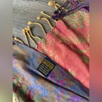 VTG Neck Scarf Made In India Boho Hippie Multi Color Pink Purple Green Fringe Photo 3