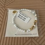 Little Words Project Bracelet She Her Stretch Beaded Gold Marble Neutral Casual White Photo 4