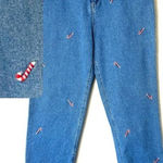 Quacker Factory Vintage Candy Cane High Rise Straight Leg Mom Jeans Size 10 Photo 0