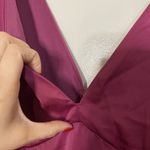 Maniju NEW  Magenta v neck plunge maxi gown dress tie shoulders size small Photo 3