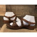 Brown Leather Ecco Criss Cross Adjustable Strap Sandals sz 6.5 Comfort Lagenlook Photo 3