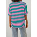 Amazon  brand Medium New in Bag Pink and Green Striped V Neck Tee Photo 3