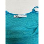 ZARA  Knit Mini Dress Size Medium Tank Turquoise Striped Short A-line Strappy Photo 4