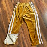 Fair Focus Velour Track Pants Heavyweight Ankle Zip Gold and White Tan Size M Photo 0