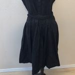 Norma Kamali  black half button down collared shirt sleeve midi fit n flare dress Photo 2